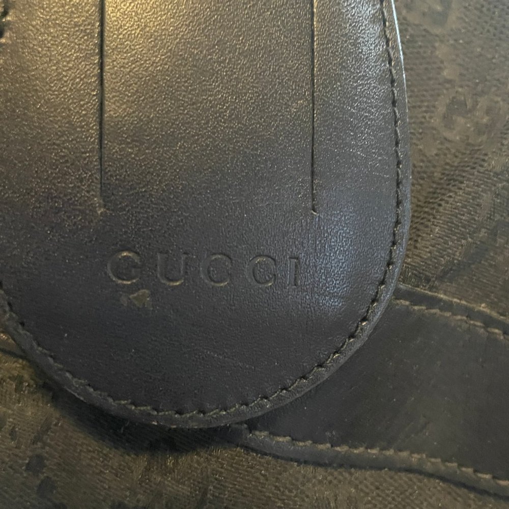 Gucci	XL Black Nylon Monogram Tote/Weekend Bag w/ Lock and Keys - Picture 4 of 6